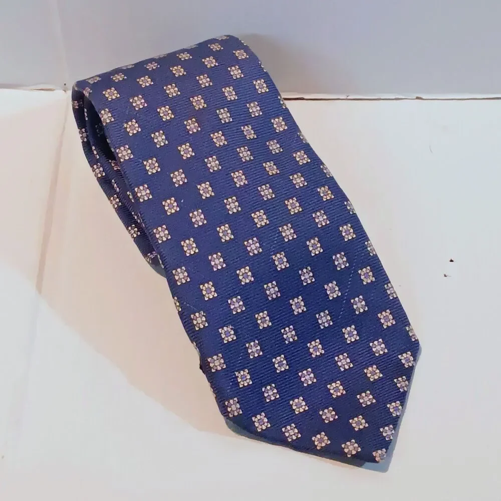 Vtg Lands’ End Floral Medallion Silk Tie-Long Handsewn-1990s-Woven-Traditional